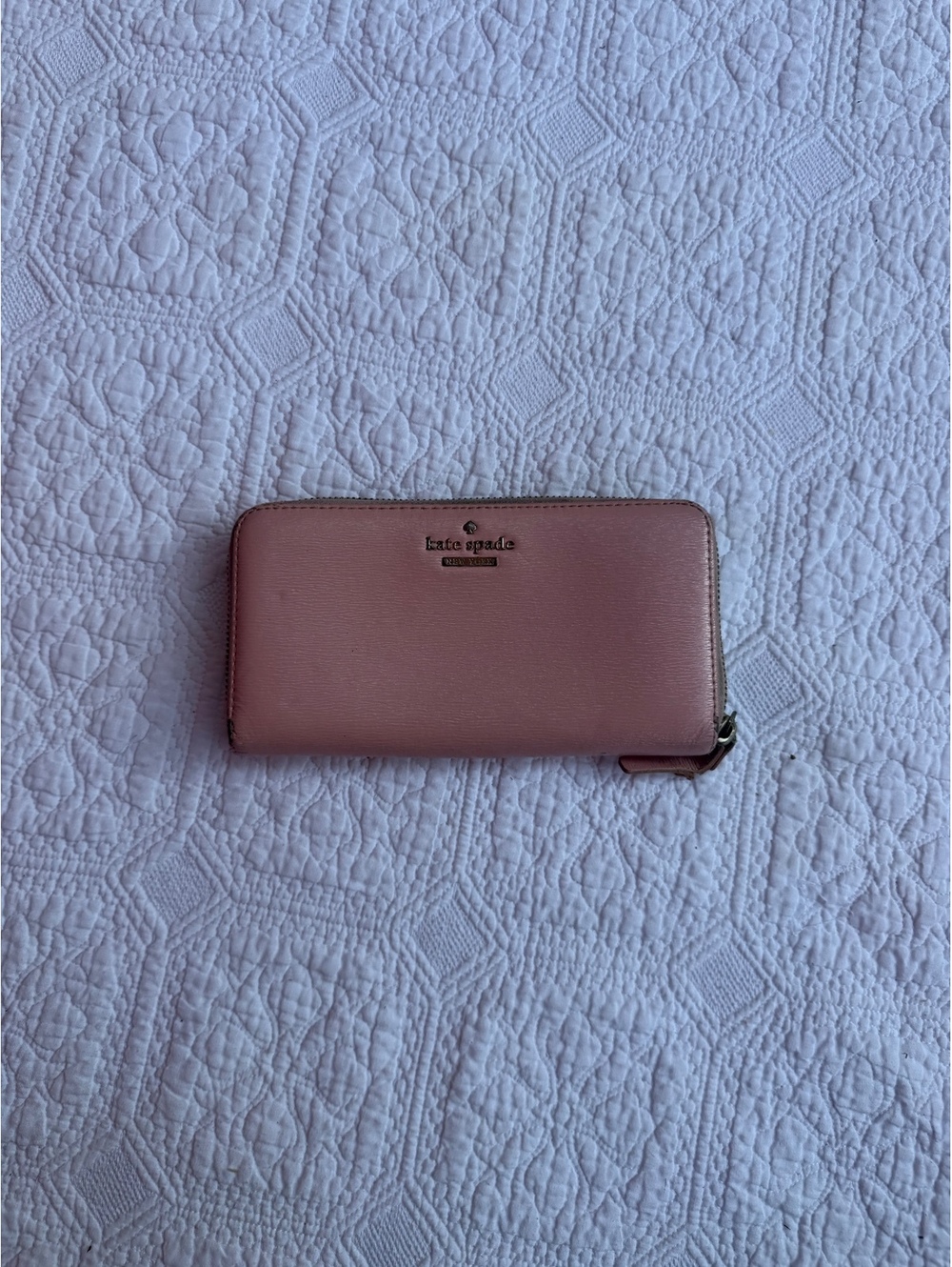 Y2k 2000s Kate Spade New York Pink Leather Wallet with Polka Dot Interior
